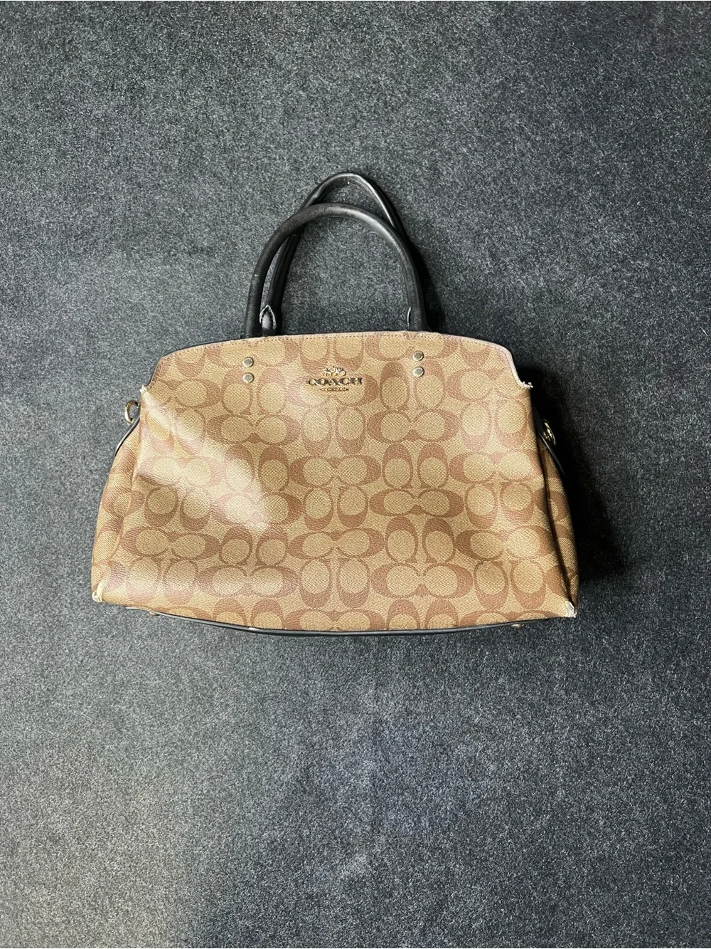 VTG Coach Lillie Carryall Brown Signature Monogram Canvas Handbag Designer Y2K